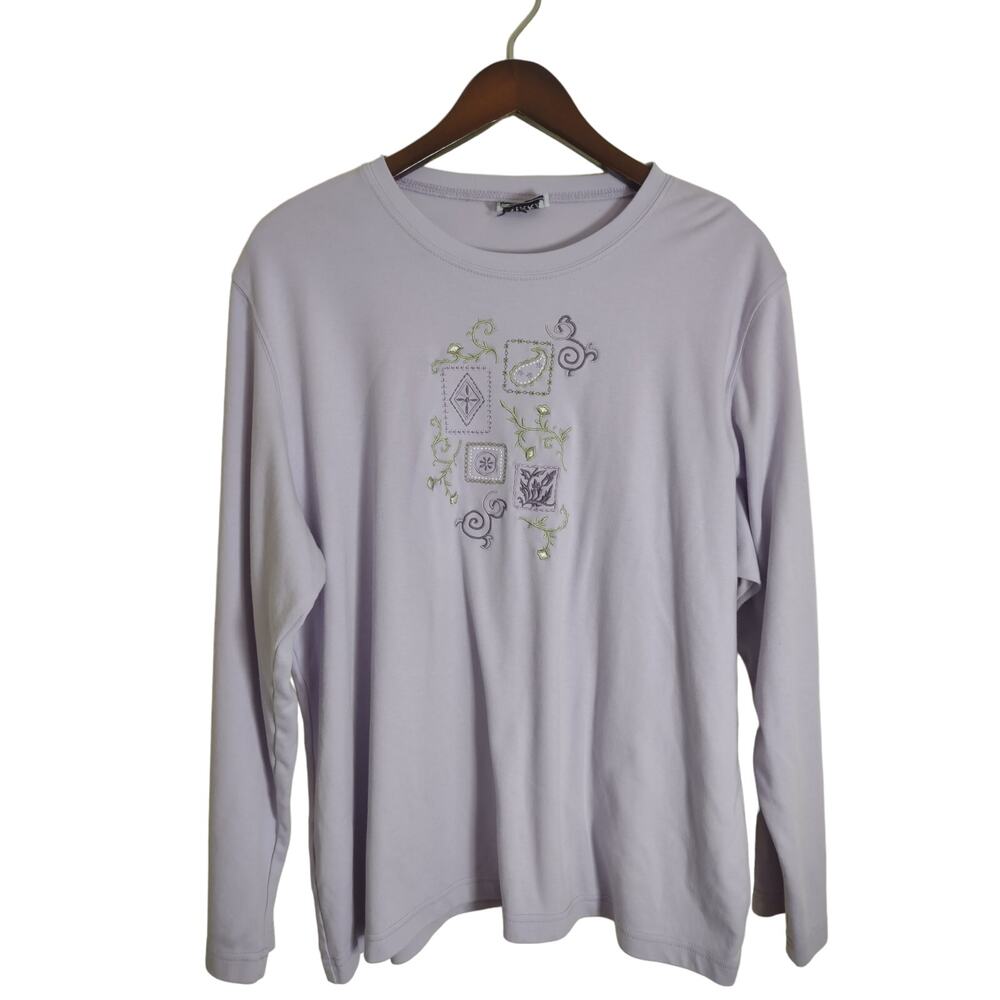 American vintage Y2K Purple Embroidered Top Size XL Grandmacore Cottage